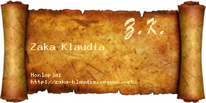 Zaka Klaudia névjegykártya